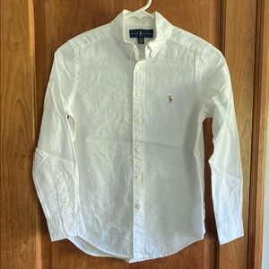 Ralph Lauren White Linen Button Down Shirt